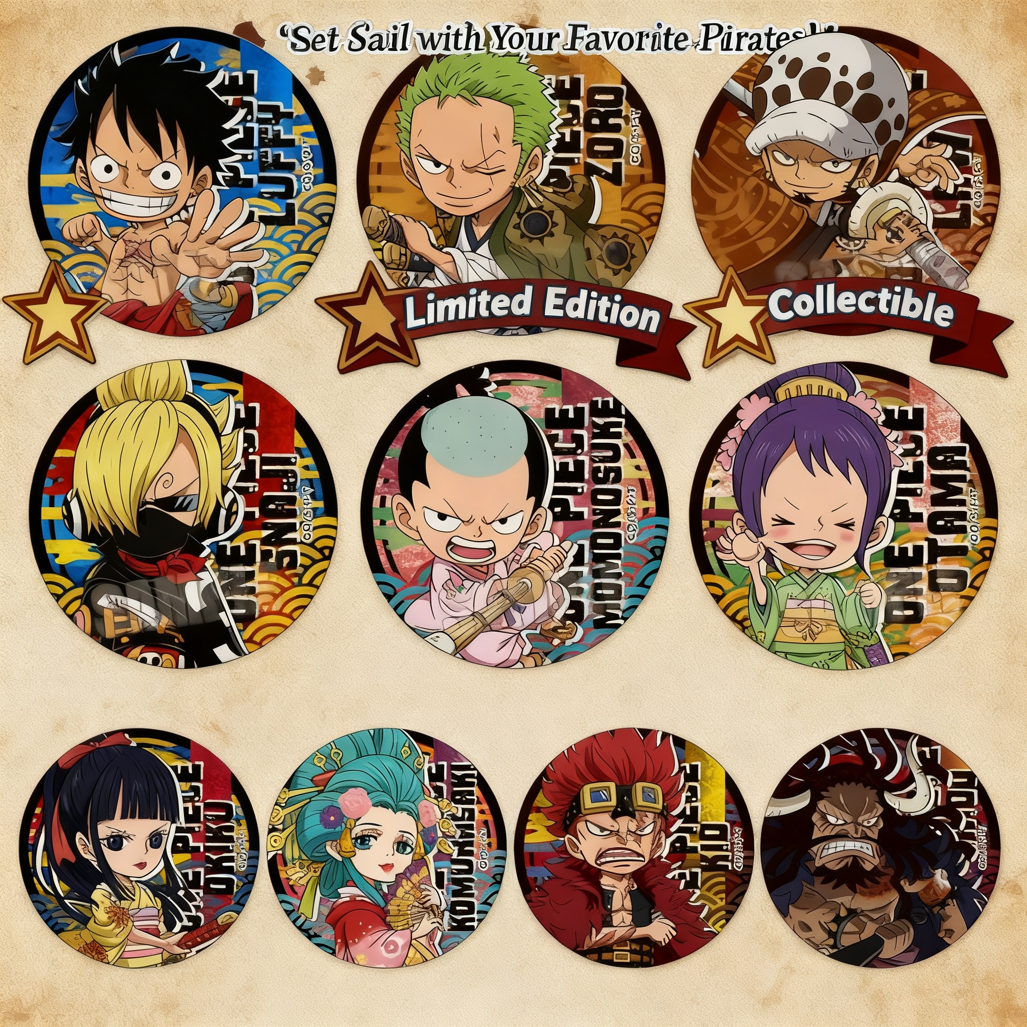 Anime Merchandise Types - One Piece Anime Badge Collection Q